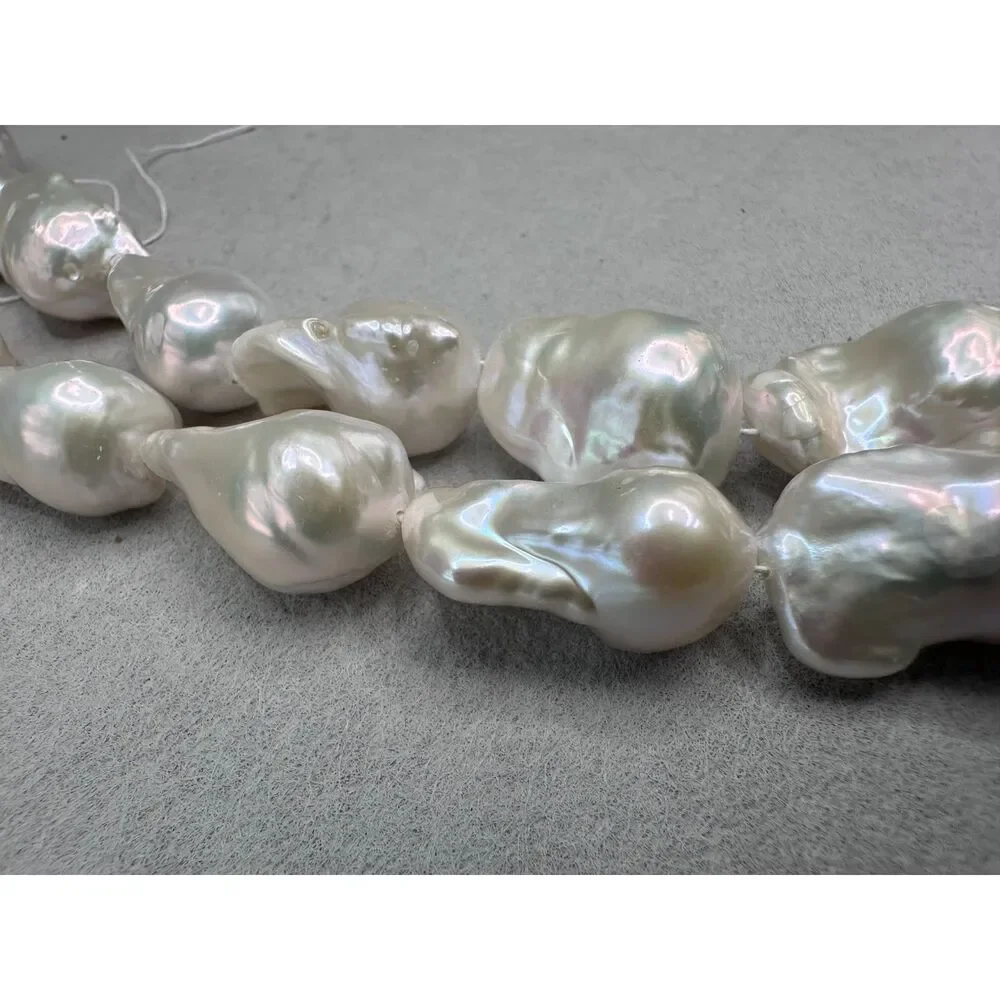 Lot of 2 Huge Lustrous White Baroque Pearl strands Bundle for DIY